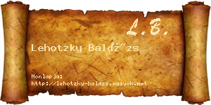 Lehotzky Balázs névjegykártya